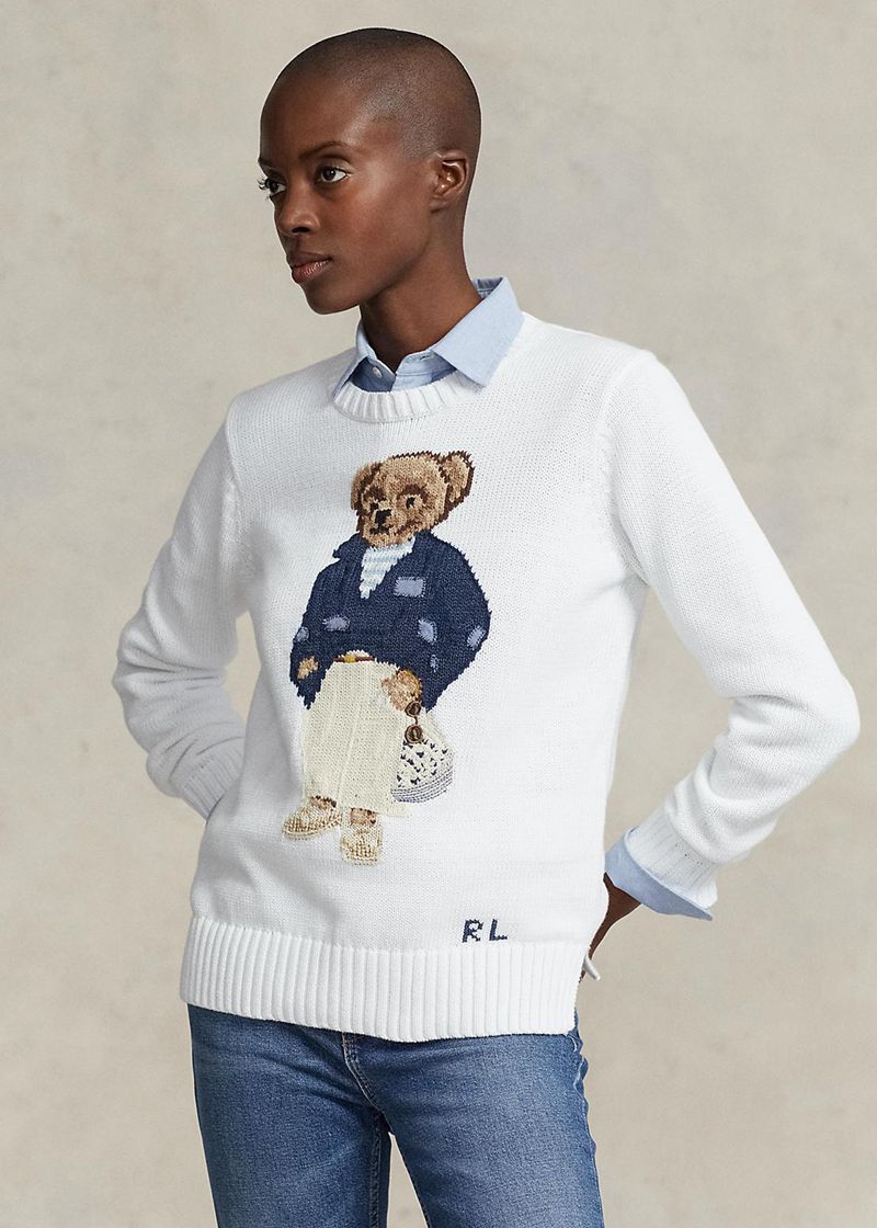 Sueter Polo Ralph Lauren Mujer Polo Bear Cotton-Blend Jumper Chile Blancas KAUVW-4980